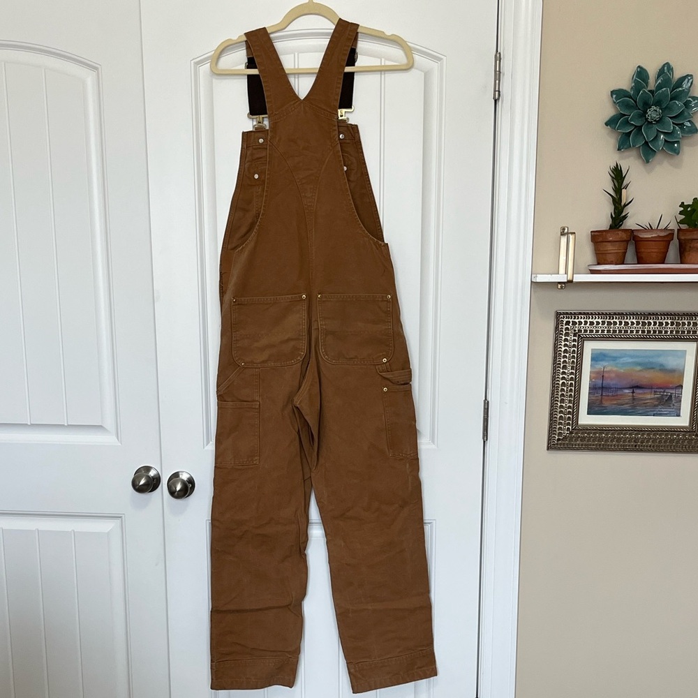 Carhartt Relaxed Fit Bib Overalls 28x30 STAINED SEE PICTURES - Picture 10 of 14